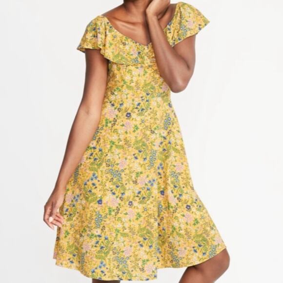 Old Navy | Ruffled Cami Dress Yellow Floral - Picture 5 of 5